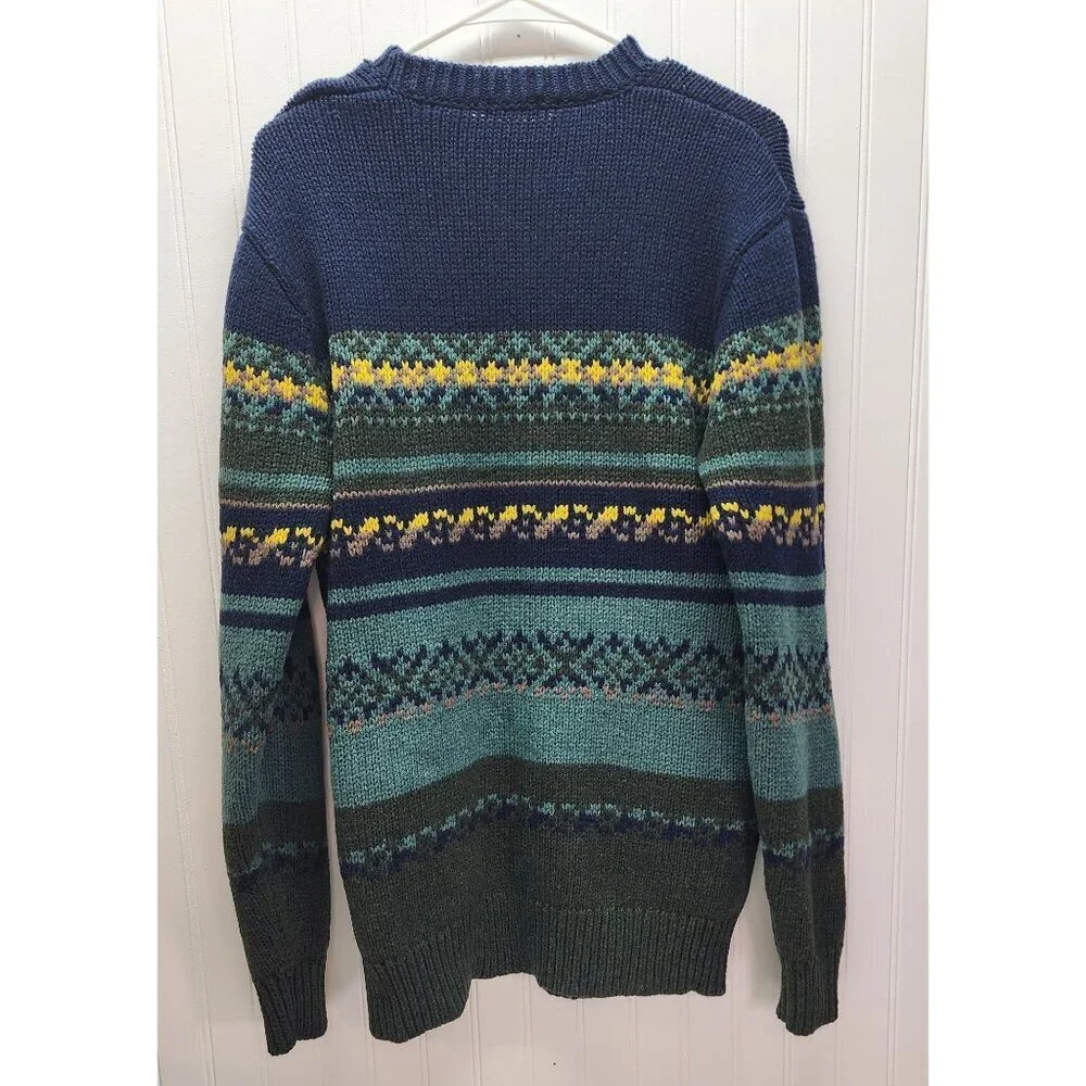 CHUP Vintage-Inspired Crewneck Knit Sweater With Multicolor Nordic Stripes & Pat - Picture 6 of 10